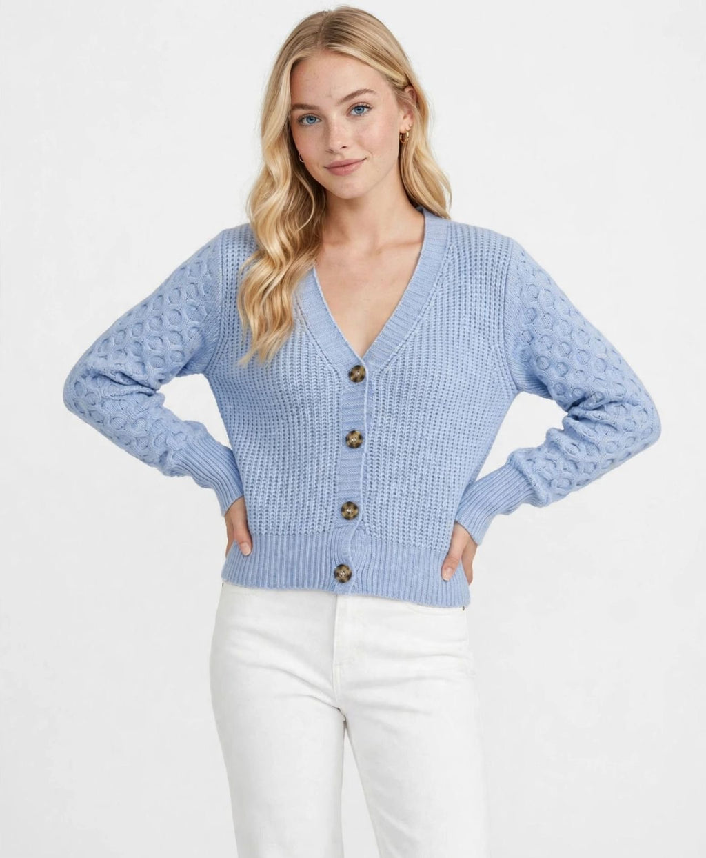 Azure Serenity – Light Blue Knit Cardigan