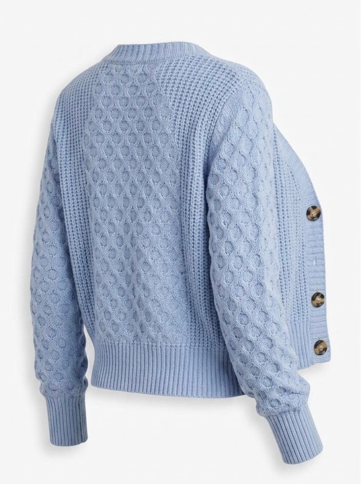 Azure Serenity – Light Blue Knit Cardigan
