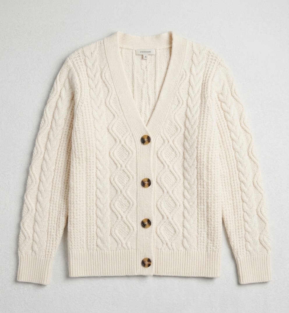 Cable Knit Button-Up Cardigan