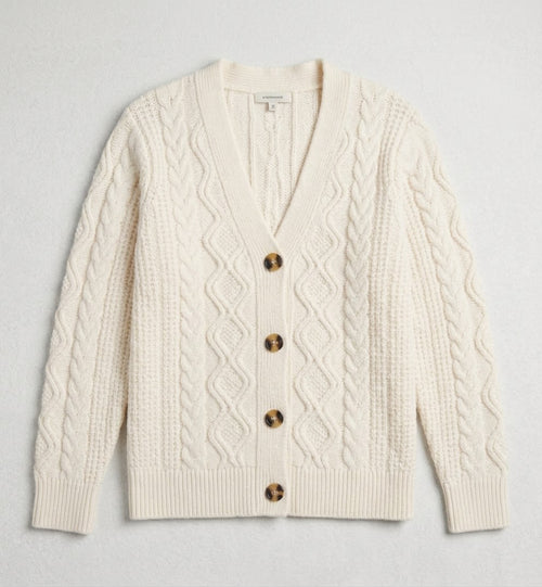 Cable Knit Button-Up Cardigan