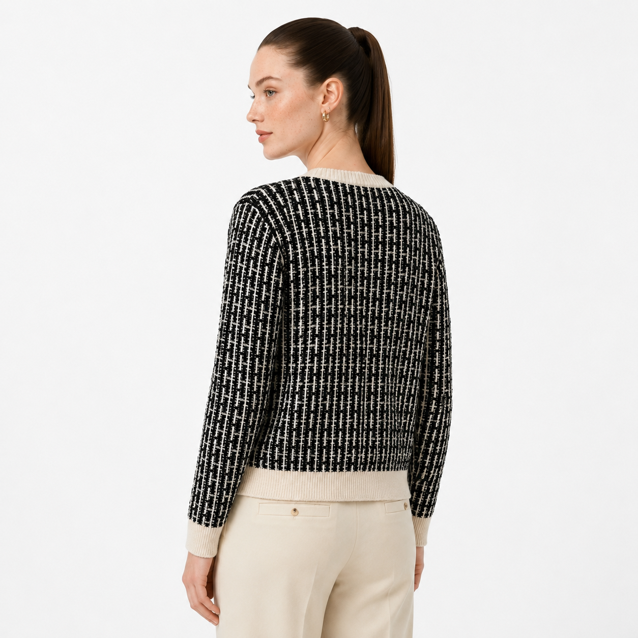Textured Knit Tweed Style Cardigan