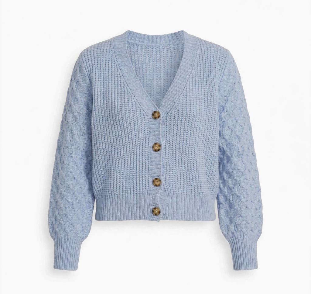 Azure Serenity – Light Blue Knit Cardigan