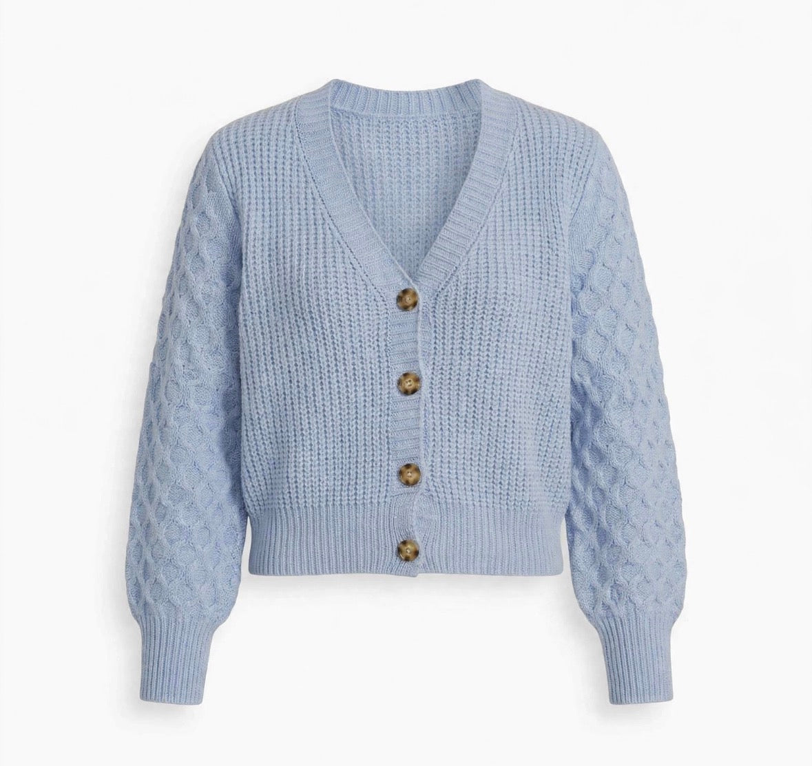 Azure Serenity – Light Blue Knit Cardigan